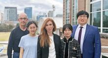 The OZ-Link team includes (left to right): Professor M.G. Finn, Wenting Shi, Kasie Collins, Jasmine Hwang, and Steve Seo. 
