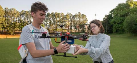 Catherine Heaton (right) is a fourth-year aerospace engineering major who has participated in Experimental Flights since fall 20