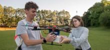 Catherine Heaton (right) is a fourth-year aerospace engineering major who has participated in Experimental Flights since fall 2020. Heaton said she enjoys working with a diverse group of students to solve real-world issues (Credit: Christopher Moore, GTRI).