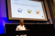 Rahul Saxena, director of CREATE-X, presents at Founders' Forum