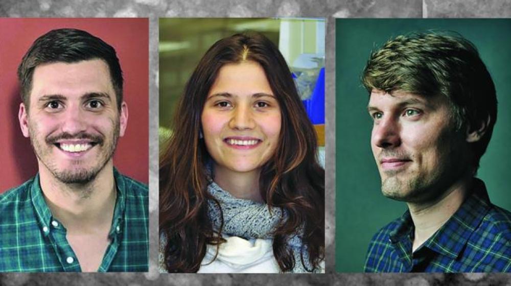 Left to right: Researchers Curtis Dobrowolski, Kalina Paunovska, and James Dahlman.